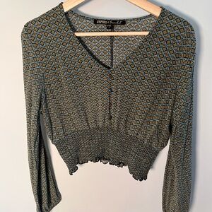 Gypsies & Moondust Black and Gold Patterned‎ Crop Top